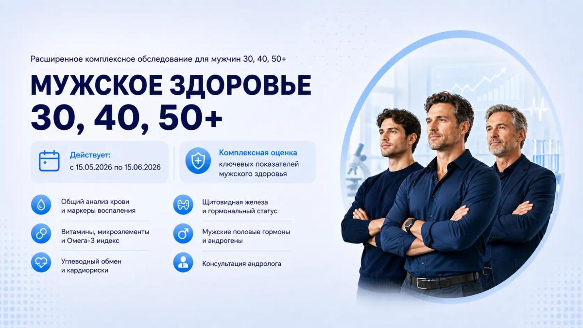 Расширенное комплексное обследование для мужчин 30, 40, 50+